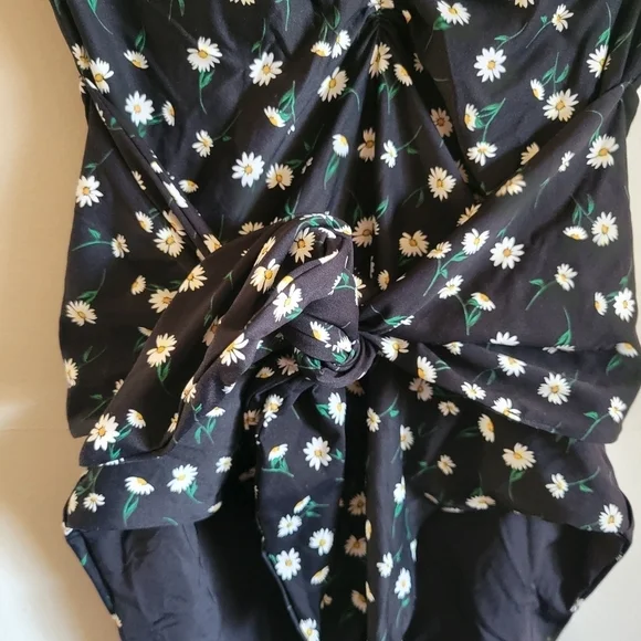 Onia One Piece Swim Suit XS White Black Floral Strapless - Picture 3 of 9